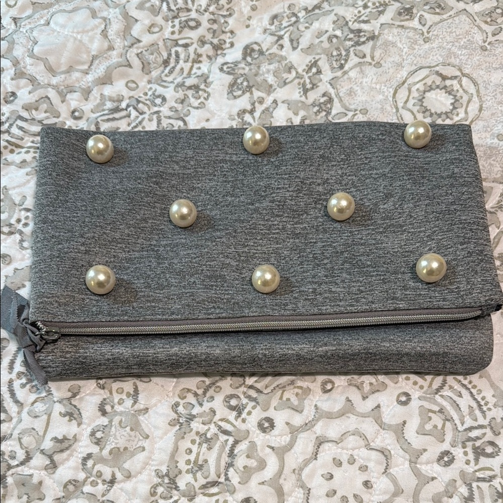 Gray Clutch with Pearl Accents